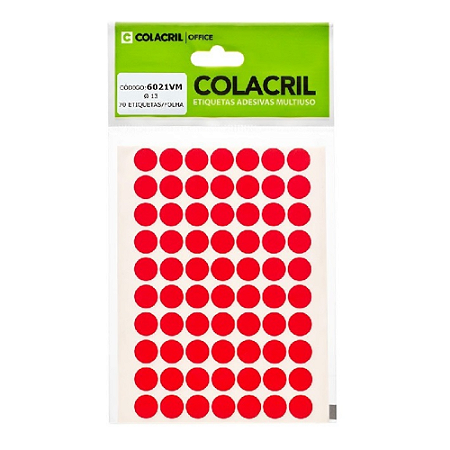 Etiqueta Redonda Vermelha 13mm Colacril