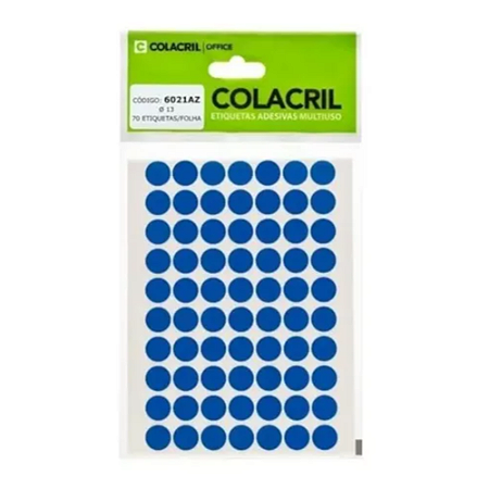 Etiqueta Redonda Azul 13mm Colacril