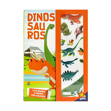 Livro Explorando o Mundo com adesivos Dinossauros Todo Livro