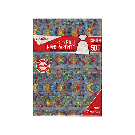 Saco Poli Transparente Balinhas 20x29cm 50un Cromus