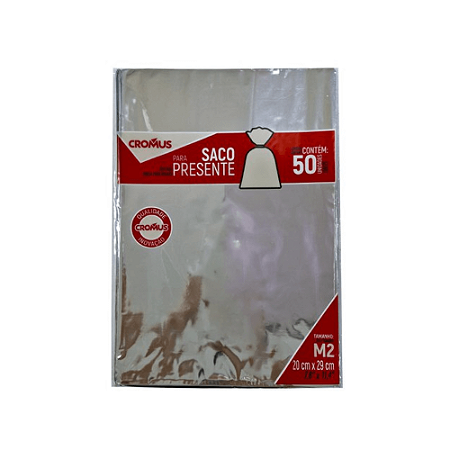 Saco de Presente Prata 20x29cm 50un Cromus