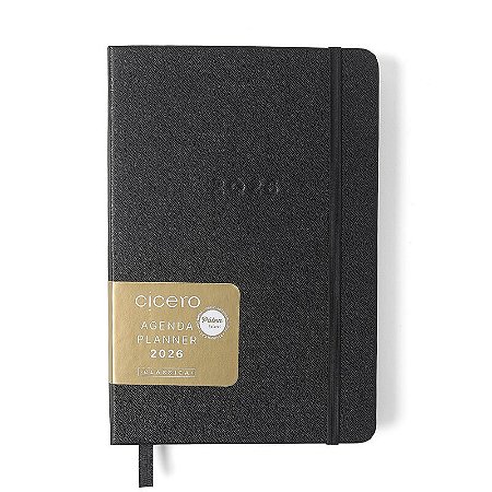 Agenda Planner 2026 Clássica Diária 14x21 Preta Cicero