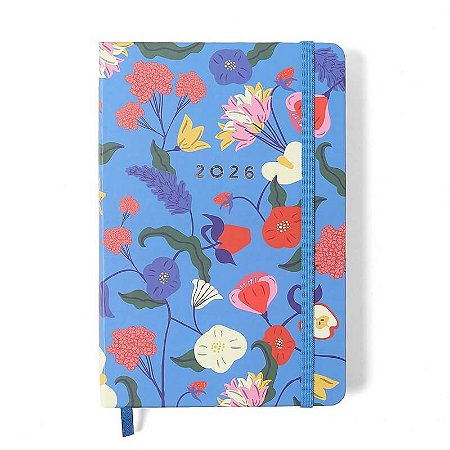 Agenda Planner 2026 Doce Florada Diária 14x21 Azul Cicero