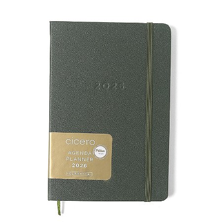 Agenda Planner 2026 Clássica Semanal Anotações 14x21 Verde Oliva Cicero