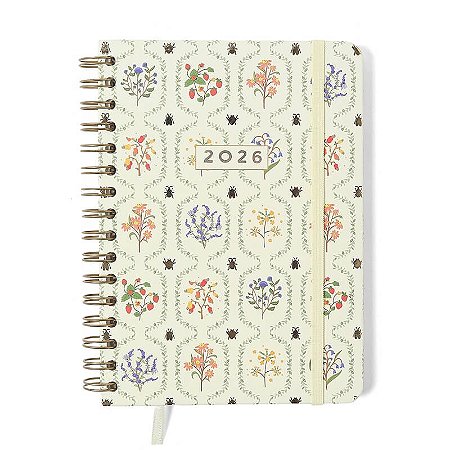 Agenda Planner Wire-o 2026 Jardim Semanal Anotações A5 Off White Cicero
