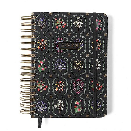 Agenda Planner Wire-o 2026 Jardim Diária A5 Preto Cicero