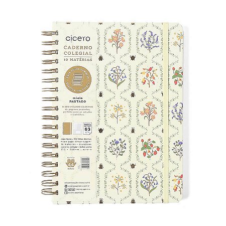 Caderno Colegial 10 Matérias 160fls Jardim Off White Cicero