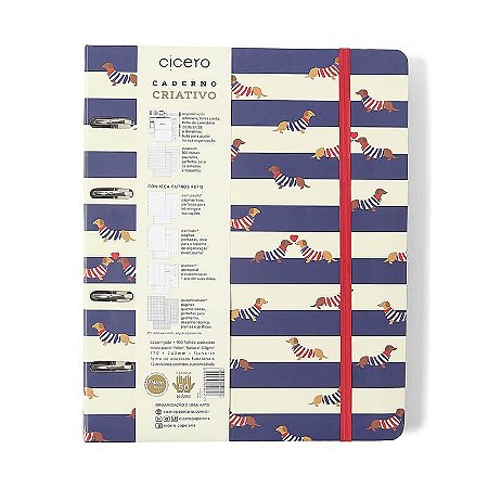 Caderno Criativo Argolado 17x24 Praia Cachorros Cicero
