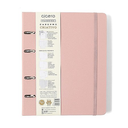 Caderno Criativo Argolado 17x24 Clássica Rosa Orquidea Cicero