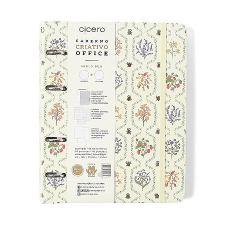 Caderno Criativo Argolado A5 Jardim Off White Cicero