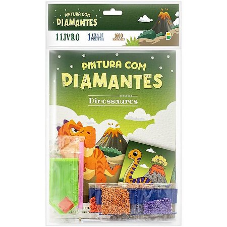 Livro Pintura com Diamantes Dinossauros Todo Livro
