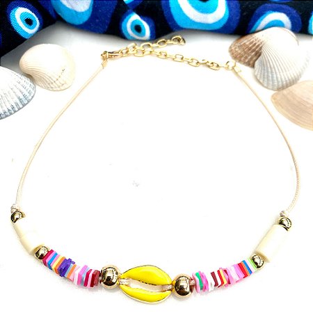 Choker Rubbers Búzio Yellow