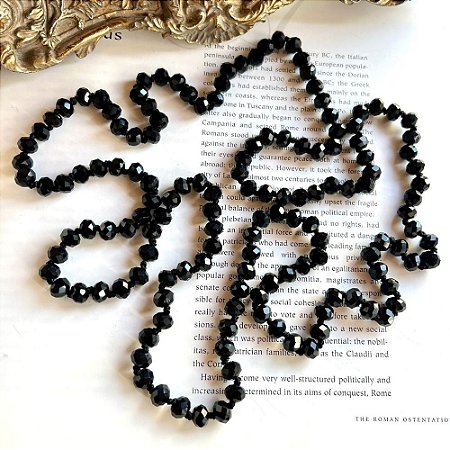 Colar Longo Cristais Black