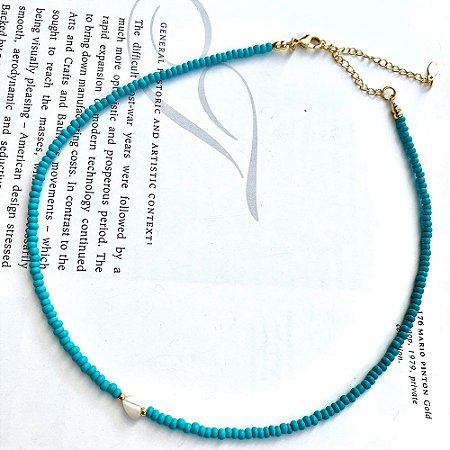 Colar Beads Heart Turquesa