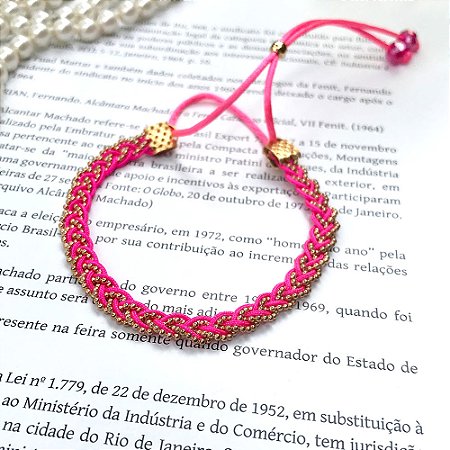 Pulseira Trançada Pink Dourado