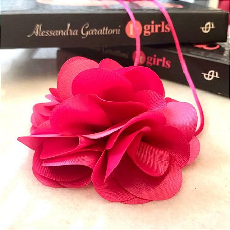 Choker Flor Seda Pink