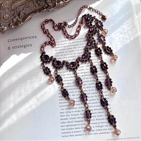 Colar Cobre Tassel Cristais