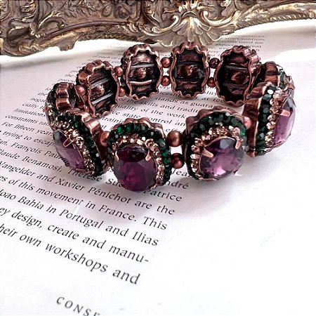 Pulseira Cobre Oval Cravejada