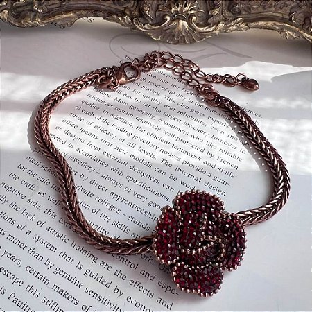 Choker Cobre Rosa Cravejada