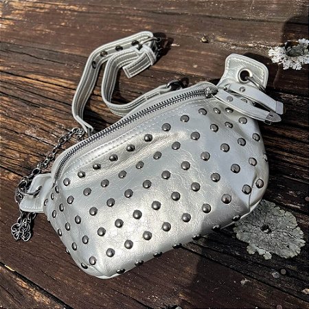 Pochete Prateado Spikes