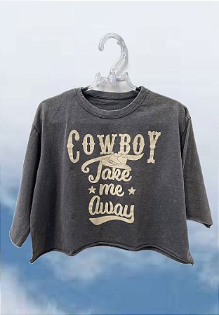 Cropped Cowboy Cinza Estonado