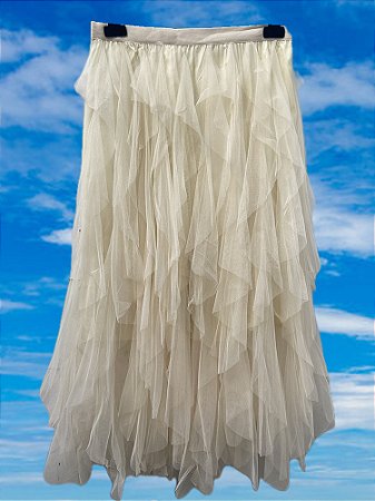 Saia Tule Camadas Off White