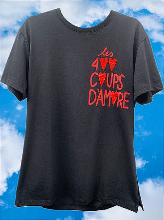 T-shirt Quatro Corações Preto