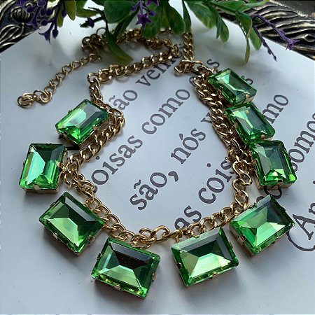 Colar Pedras Chaton Verde