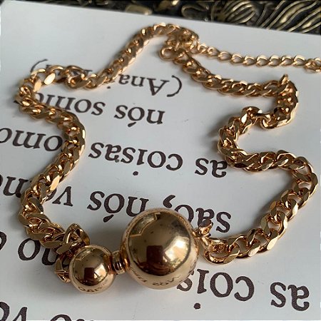 Colar Elos Esfera Dourado