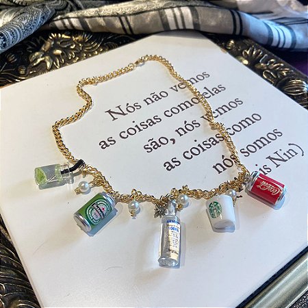 Colar Drinks Fun Dourado