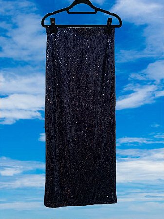 Saia Paetês Longa Azul Marinho