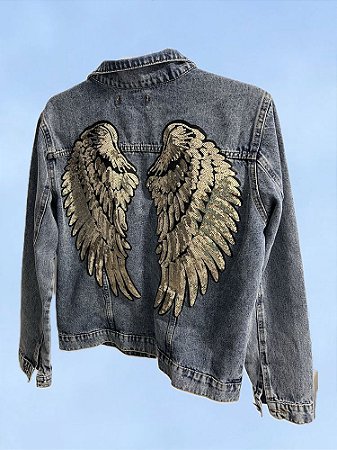 Jaqueta Jeans Asas Dourada