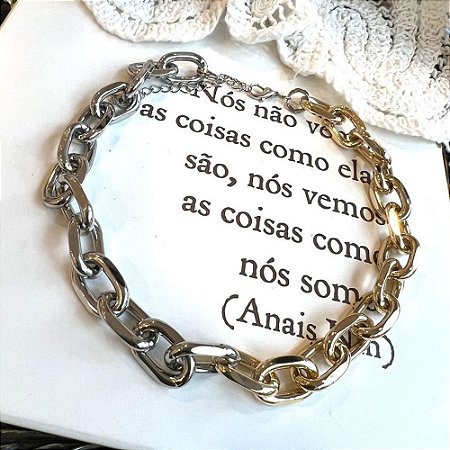 Colar Elos Dourado Prateado
