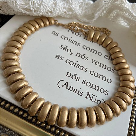 Colar Gomos Dourado Fosco