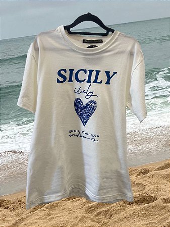 T-shirt Sicily Italy Off White