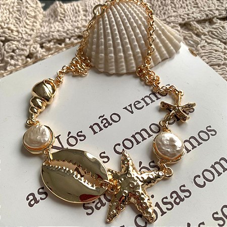 Colar Pingentes Mar Dourado
