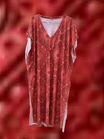 Vestido Kaftan Paisley Laranja