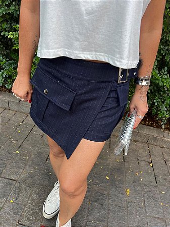 Shorts Saia Riscas Azul