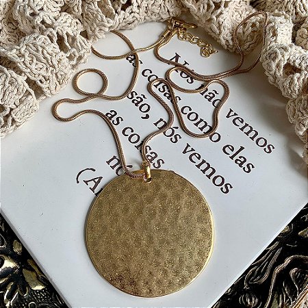 Colar Longo Círculo Dourado