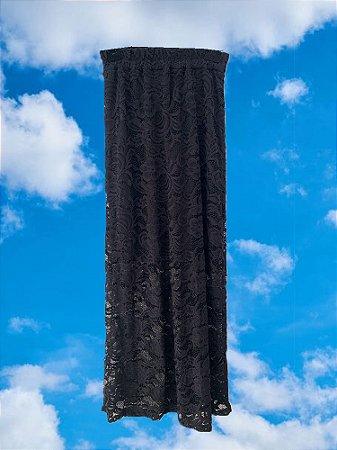 Saia Midi Renda Preto
