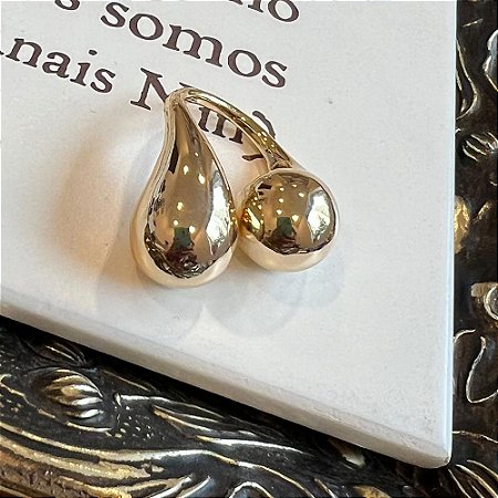 Anel Duas Gotas Dourado