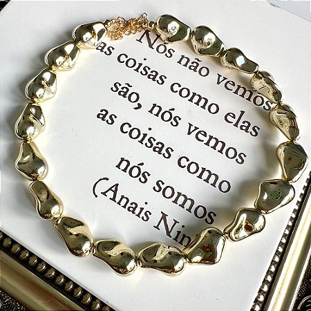 Colar Feijões Orgânico Dourado