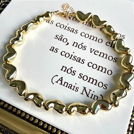 Colar Corações Orgânicos Dourado