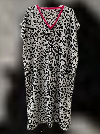 Vestido Kaftan Onça Cinza