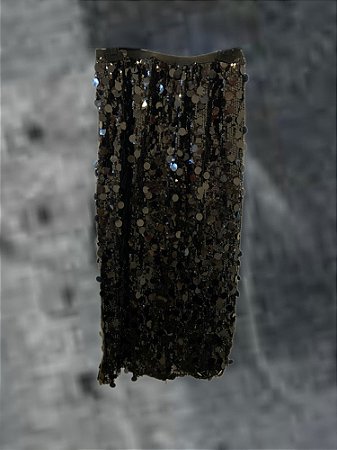 Saia Paetês Moedas Preta