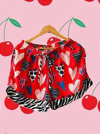 Shorts Corações Barrado Zebra