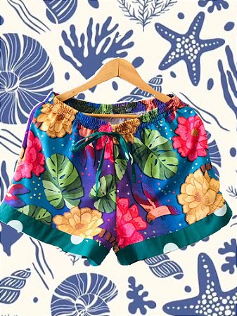Shorts Florido Barrado Verde