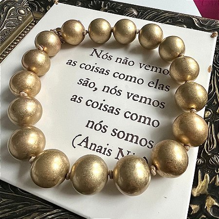 Colar Esferas Dourado Fosco