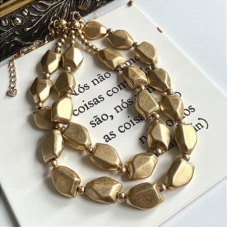 Colar Duplo Geométrico Dourado