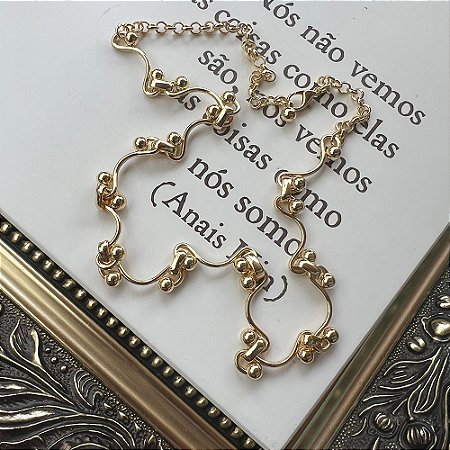 Colar Alça Esferas Dourado